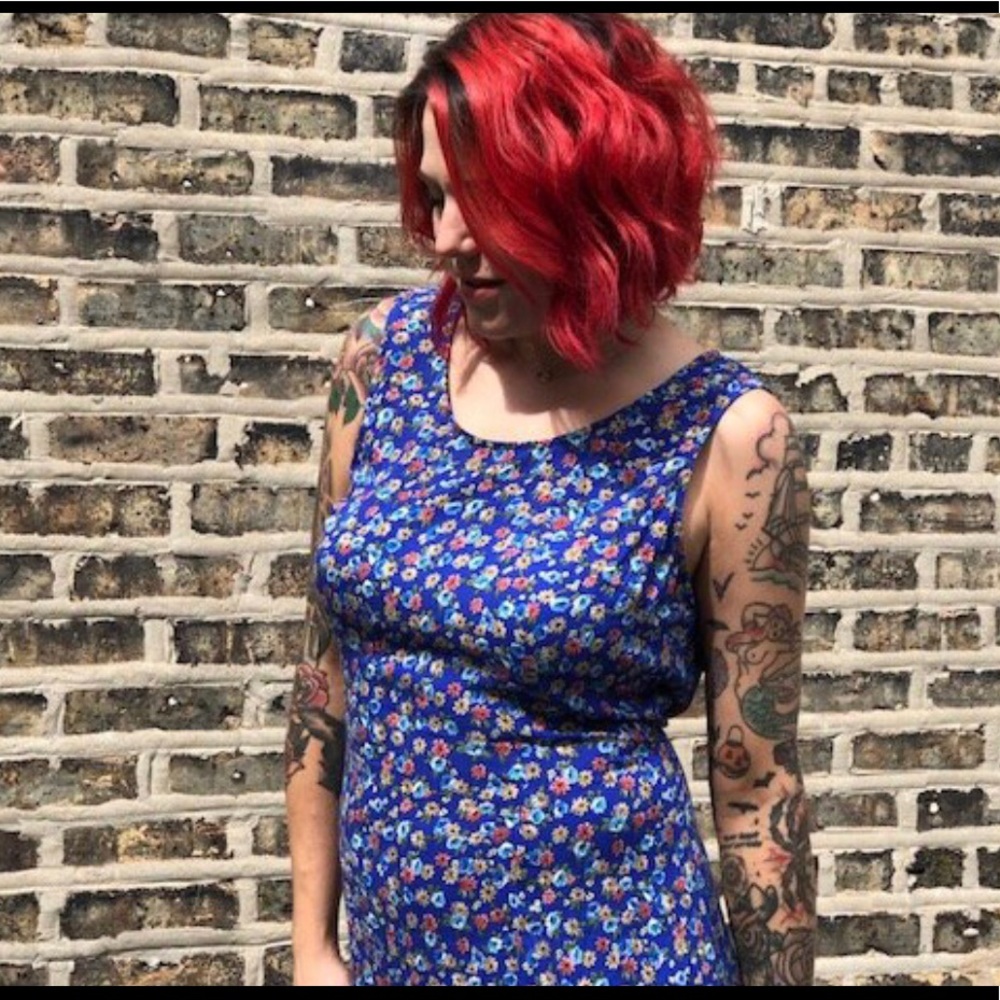 Vintage Blue Floral Dress